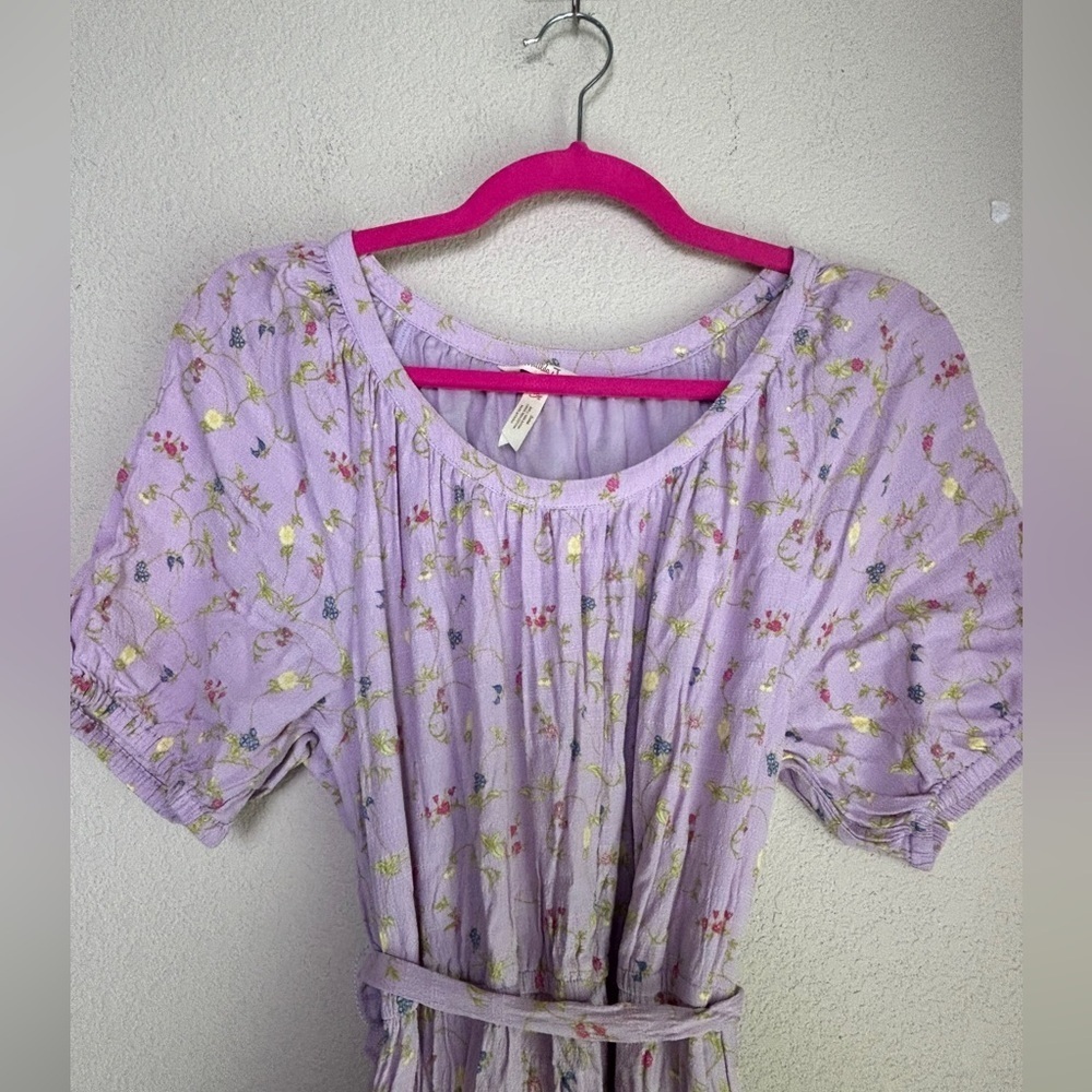 Matilda Jane Enchanted Garden Lavender Floral Tiered Short Sleeve Midi Dress M - Picture 6 of 10